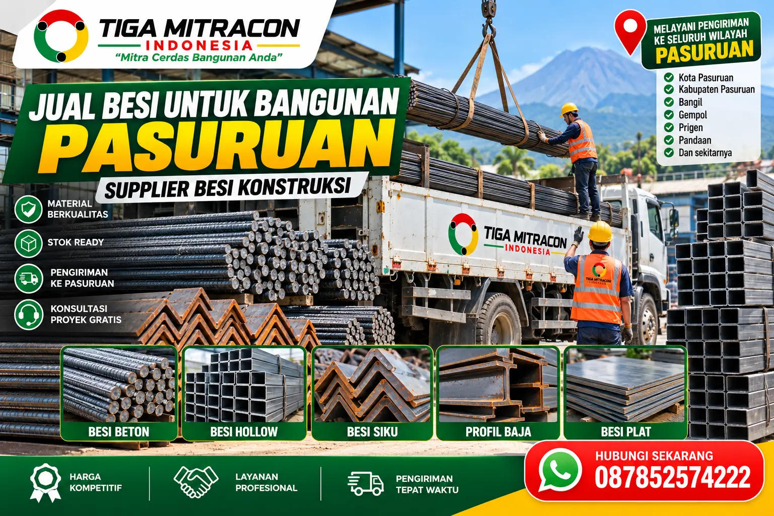 Jual besi untuk bangunan Pasuruan sebagai supplier besi konstruksi Tiga Mitracon Indonesia